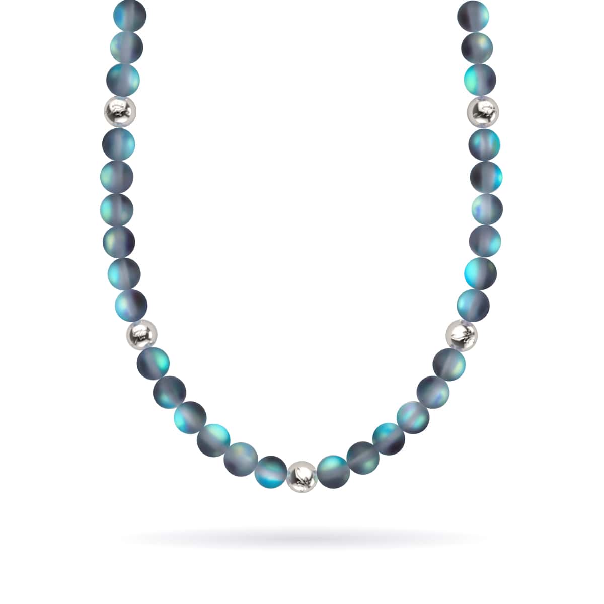 Gris | Argent | Collier de déclaration de verre de sirène