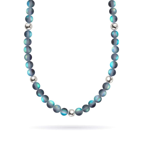 Gris | Argent | Collier de déclaration de verre de sirène