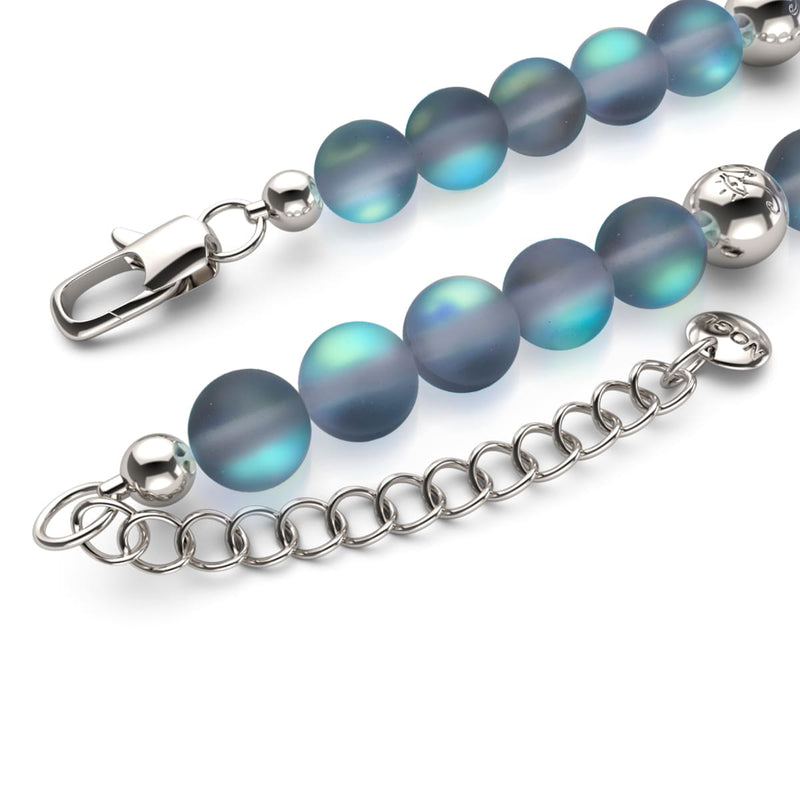 Gris | Argent | Collier de déclaration de verre de sirène