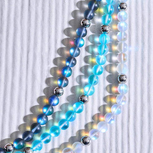 Gris | Argent | Collier de déclaration de verre de sirène