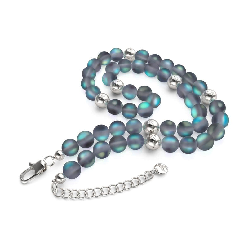 Gris | Argent | Collier de déclaration de verre de sirène