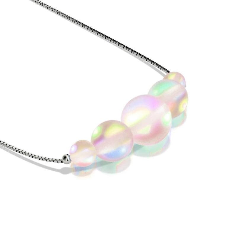 Peach | .925 Sterling Silver | Mermaid Glass Infinity Clasp Necklace