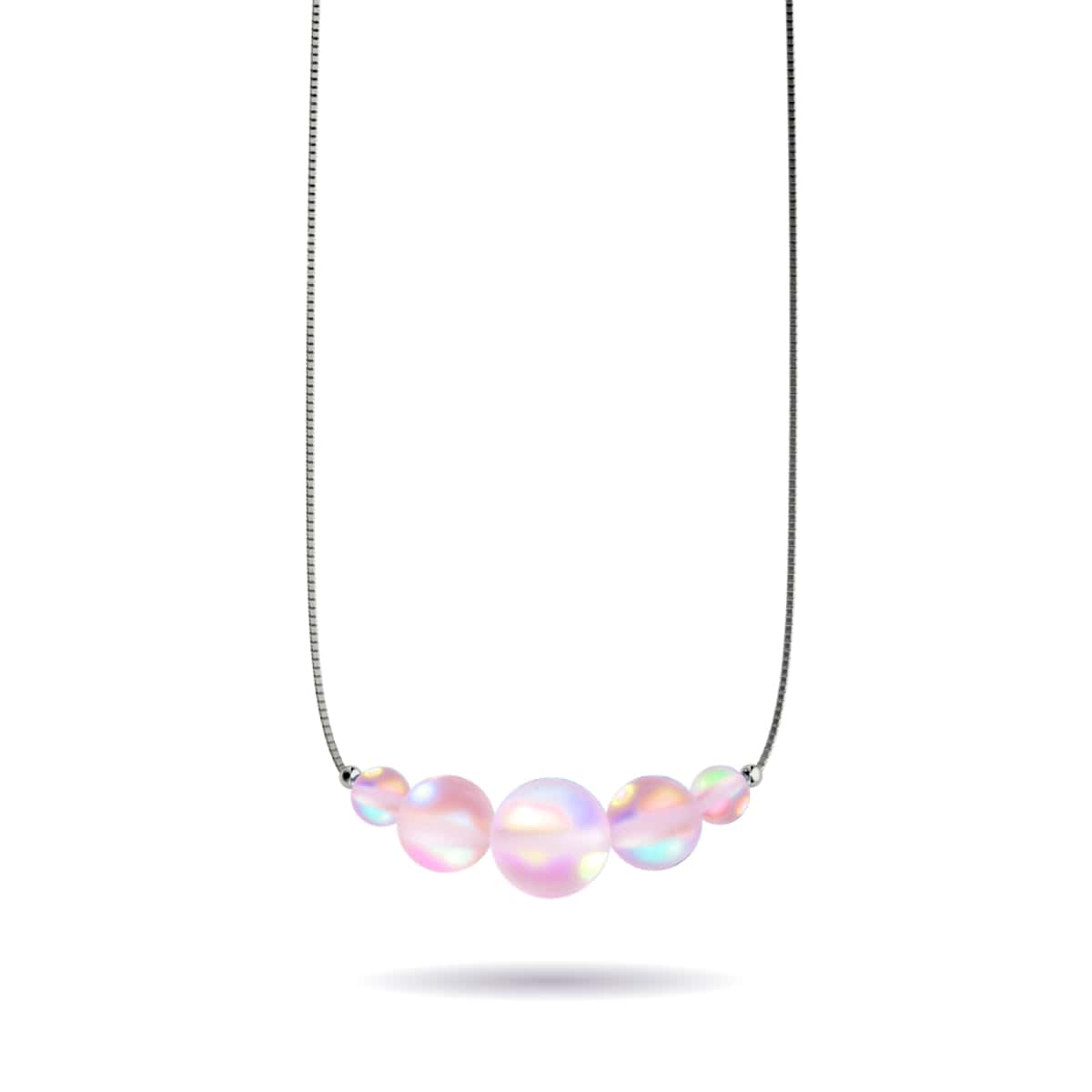 Rose | Argent sterling .925 | Collier fermoir infini verre sirène