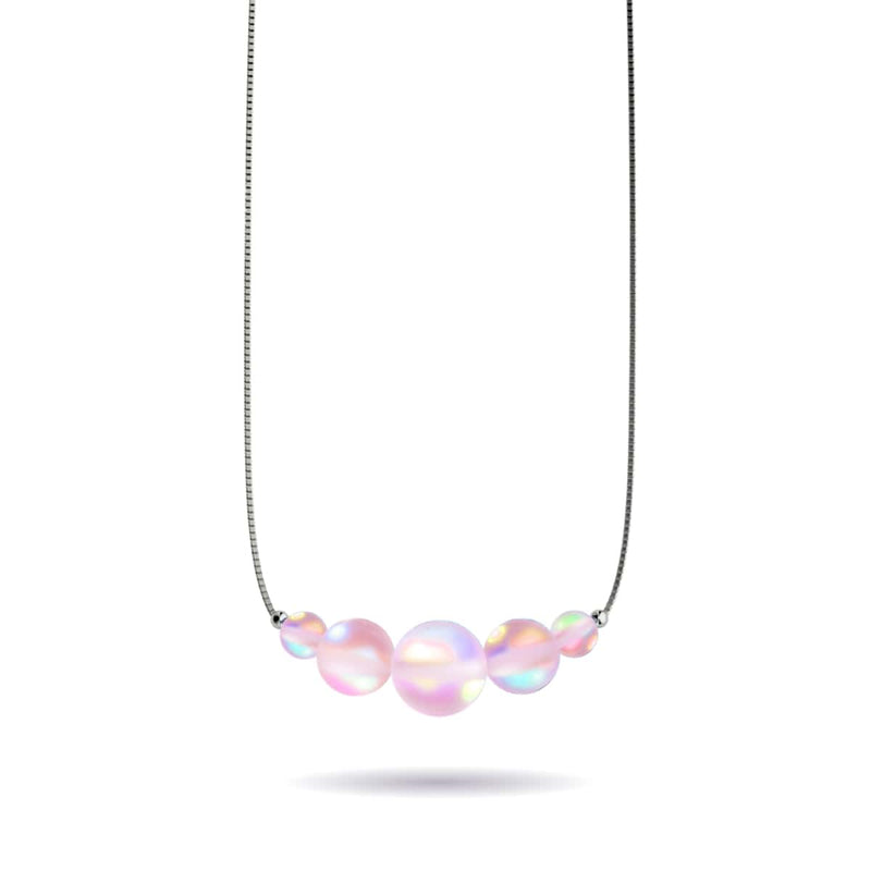 Pink | .925 Sterling Silver | Mermaid Glass Infinity Clasp Necklace