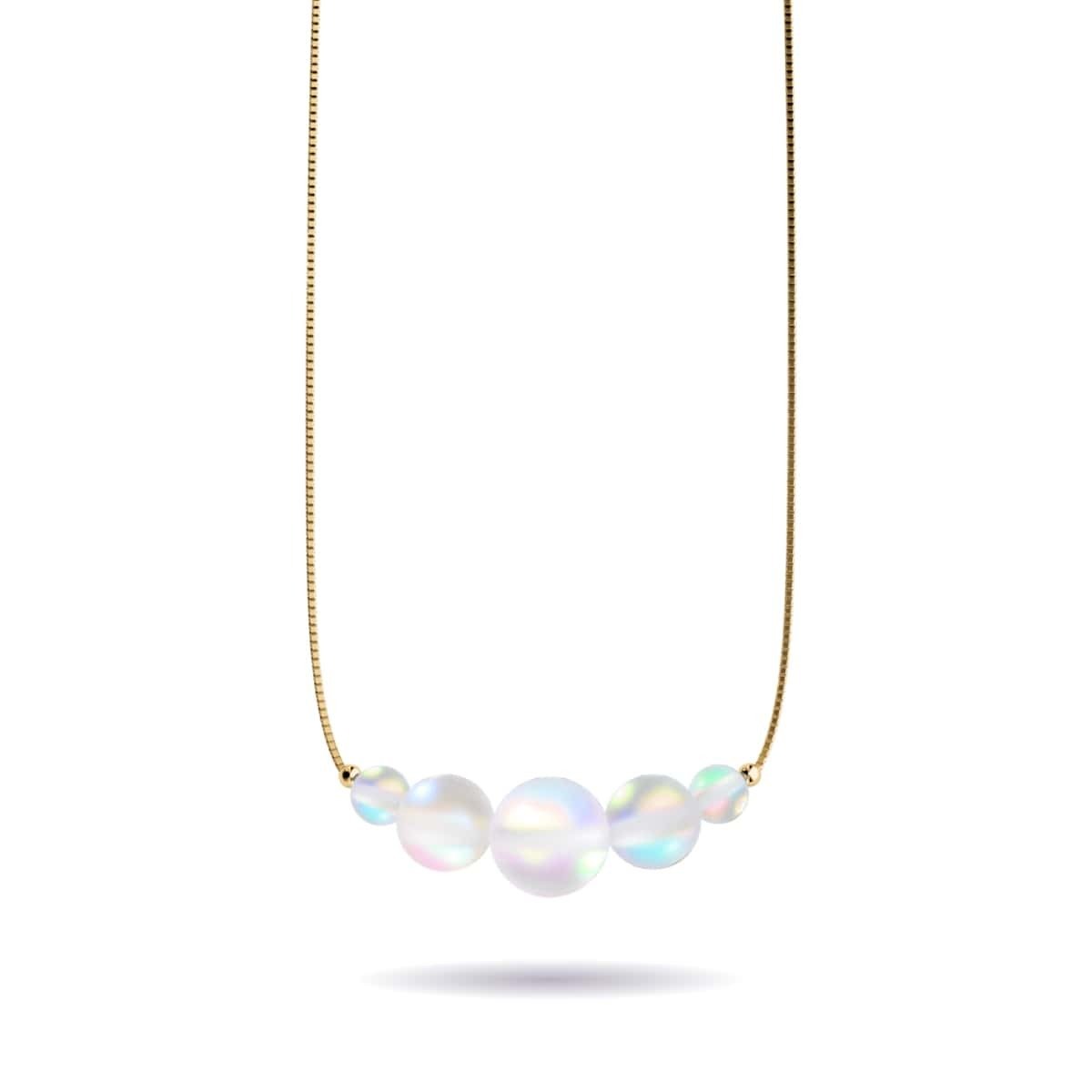 Arc-en-ciel Blanc | Or Vermeil | Collier fermoir infini verre sirène