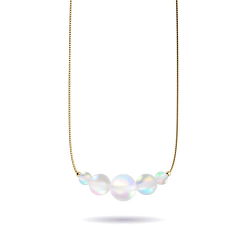 Arc-en-ciel Blanc | Or Vermeil | Collier fermoir infini verre sirène
