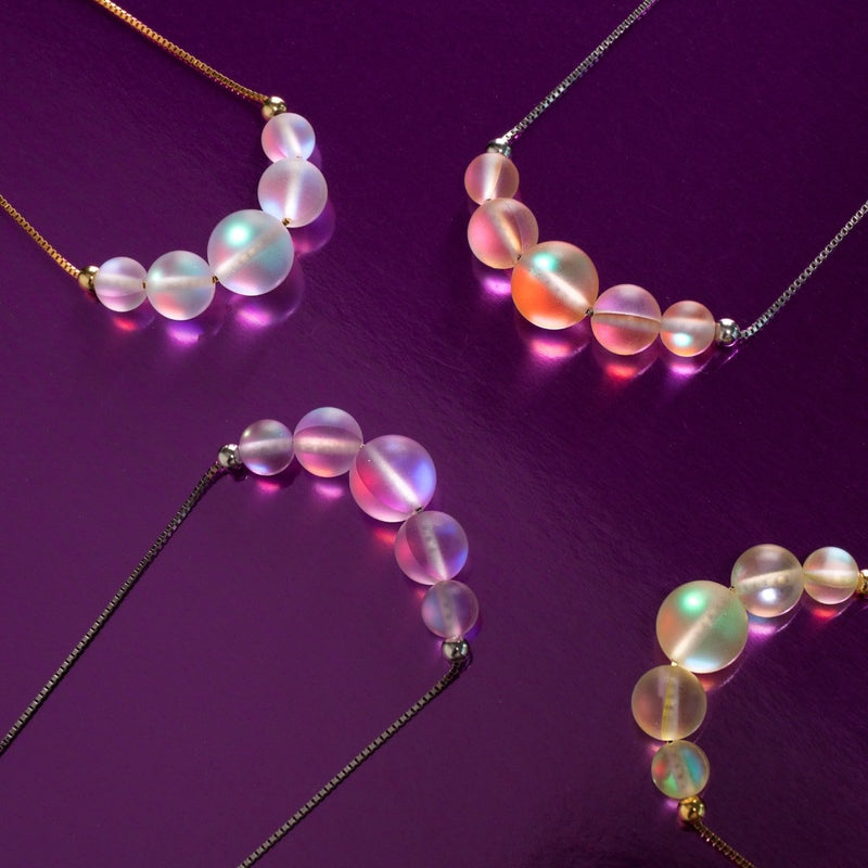 Rainbow White | Gold Vermeil | Mermaid Glass Infinity Clasp Necklace