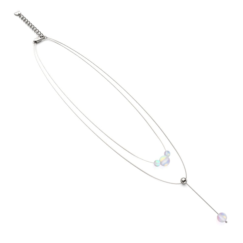 Rainbow White | Silver | Mermaid Glass Cascade Double Pendant