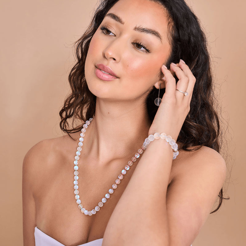 Rainbow White | Silver | Mermaid Glass Knotted Necklace