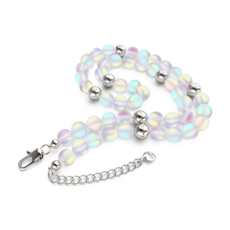 Arc-en-ciel blanc | Argent | Collier de déclaration de verre de sirène