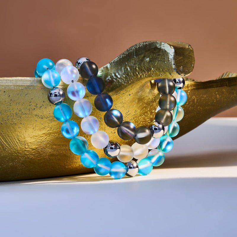 Arc-en-ciel blanc | Argent | Collier de déclaration de verre de sirène