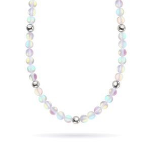 Rainbow White | Silver | Mermaid Glass Statement Necklace