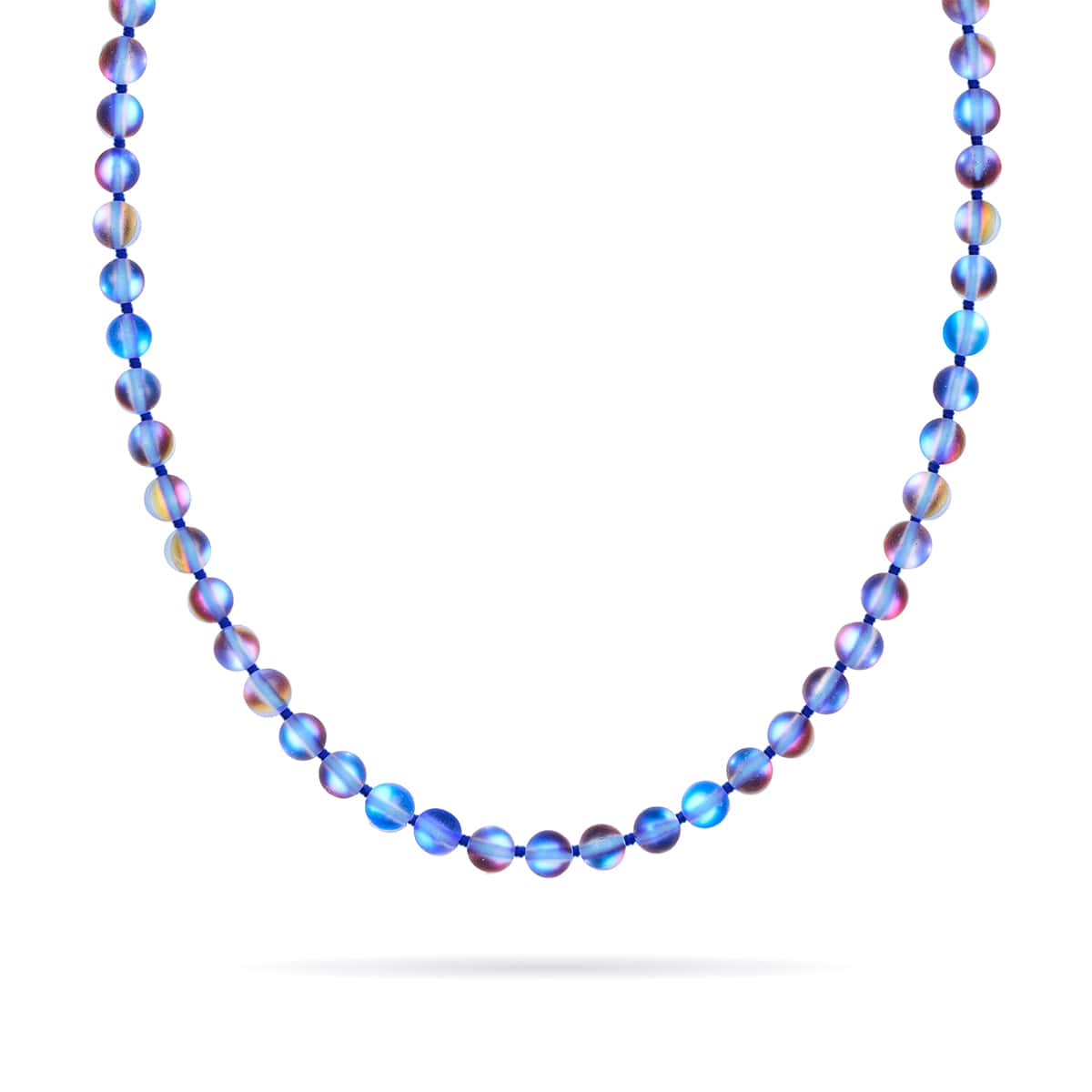 Bleu Licorne | Argent | Collier noué en verre sirène