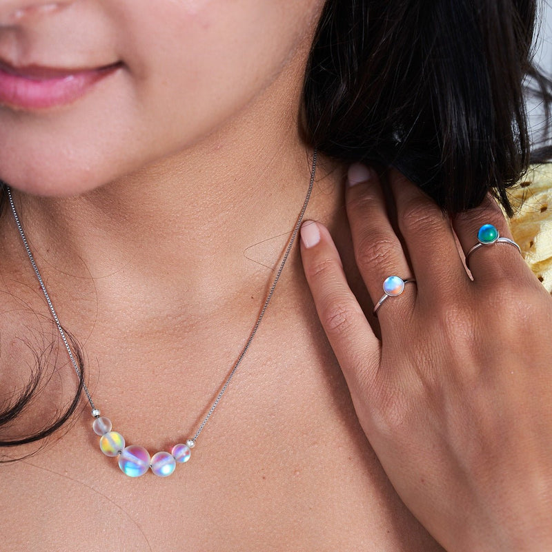 Aigue-marine | Argent sterling .925 | Anneau de verre de sirène