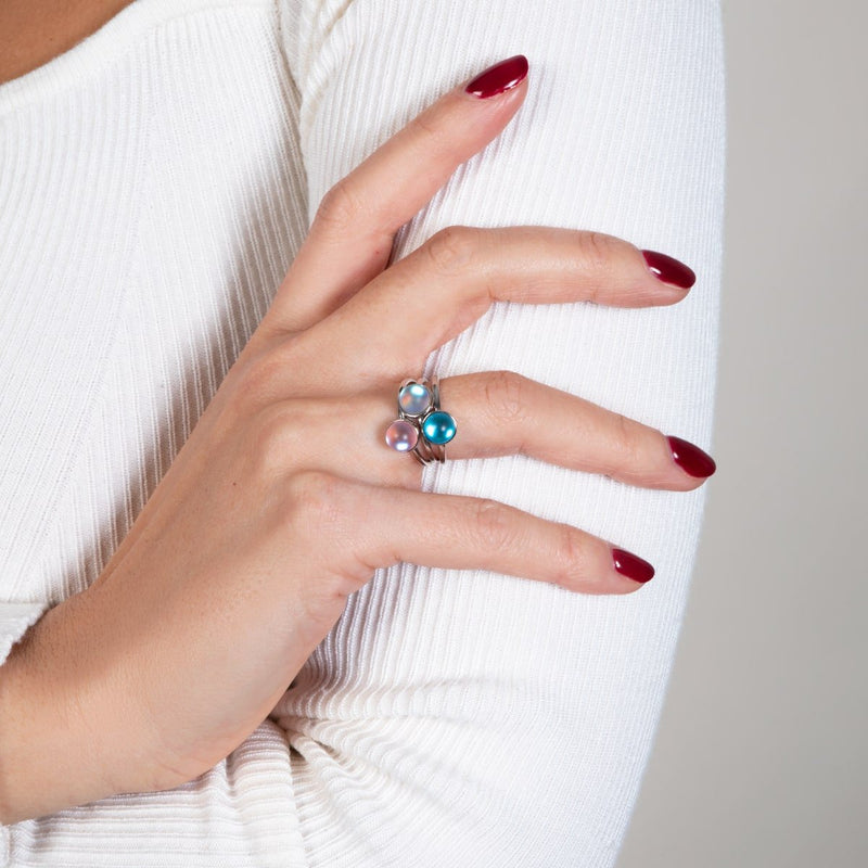 Rainbow White | .925 Sterling Silver | Mermaid Glass Ring