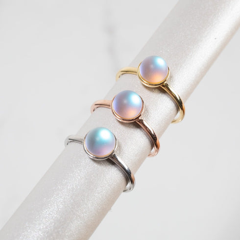 Rainbow White | Gold Vermeil | Mermaid Glass Ring