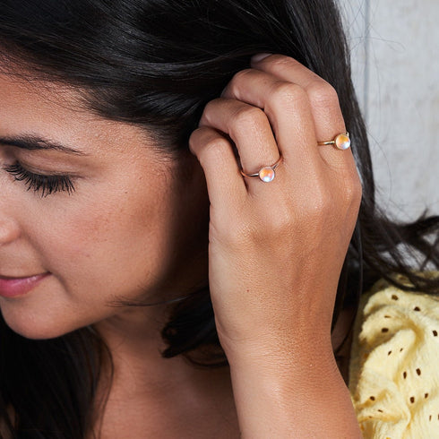 Rainbow White | Gold Vermeil | Mermaid Glass Ring
