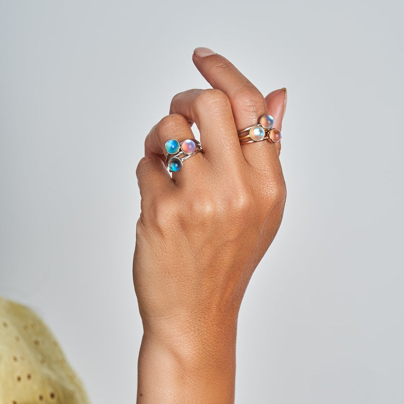 Rainbow White | Rose Gold Vermeil | Mermaid Glass Ring