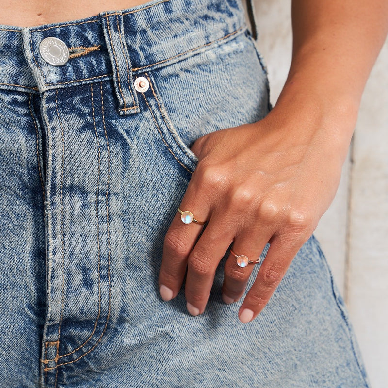 Rainbow White | Rose Gold Vermeil | Mermaid Glass Ring