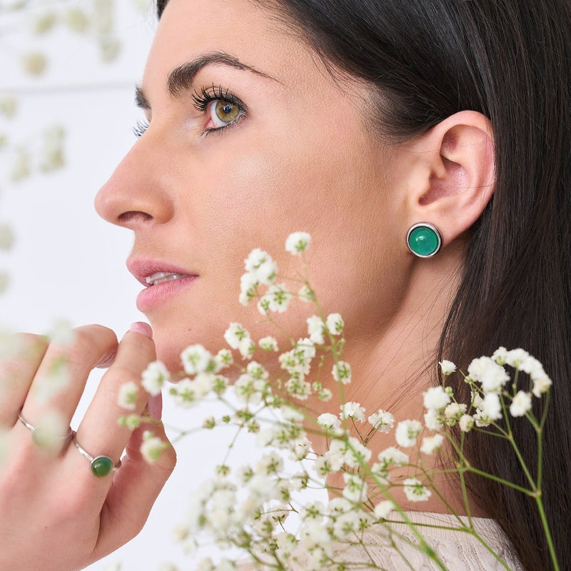 Chromates | Boucles d'oreilles cabuchon pierre d'humeur 12 mm