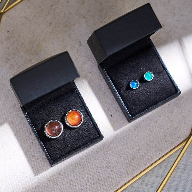 Chromates | Boucles d'oreilles cabuchon pierre d'humeur 6 mm