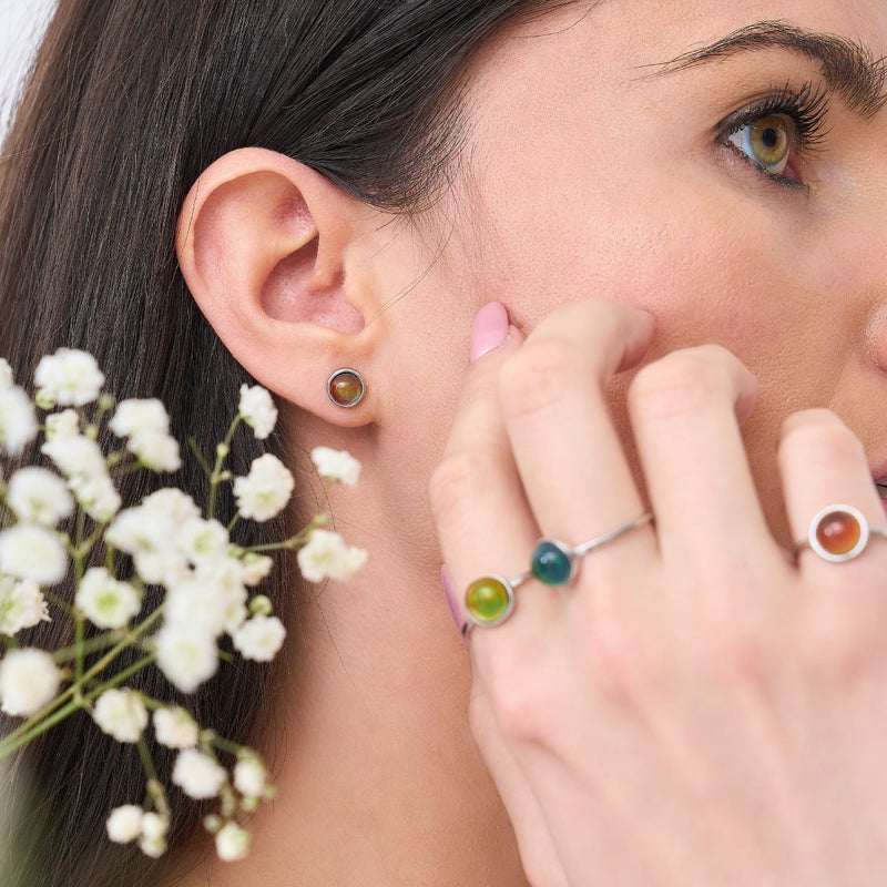 Chromates | Boucles d'oreilles cabuchon pierre d'humeur 6 mm
