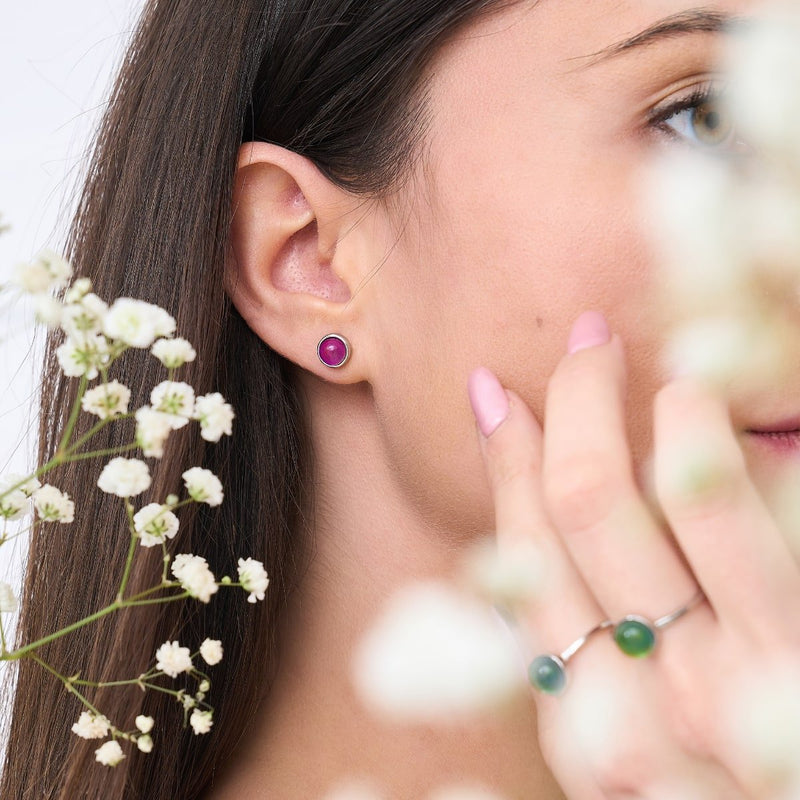 Chromates | Boucles d'oreilles cabuchon pierre d'humeur 6 mm
