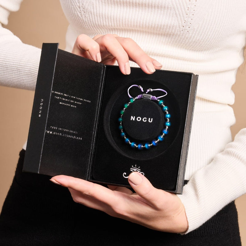 Chromates | Argent x Lilas | Bracelet à breloques pierre d'humeur