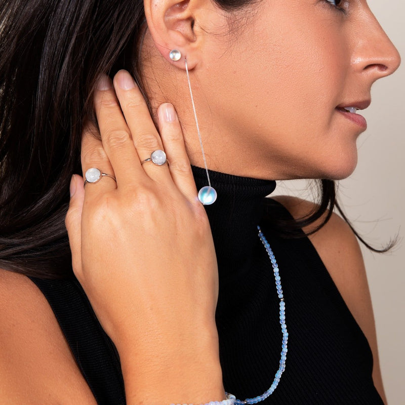 Pierre de lune arc-en-ciel | Argent sterling .925 | Anneau