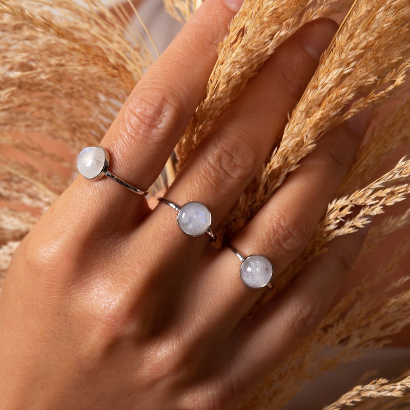 Pierre de lune arc-en-ciel | Argent sterling .925 | Anneau