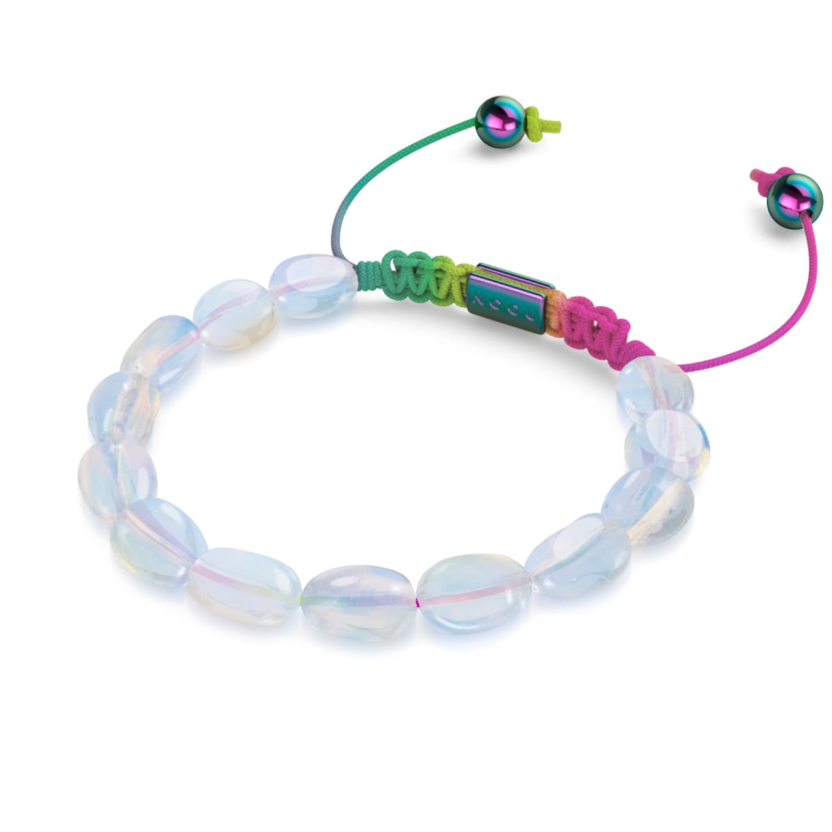 Licorne Argent x Spectre | Bracelet Macramé Galet Pierre de Lune Opale