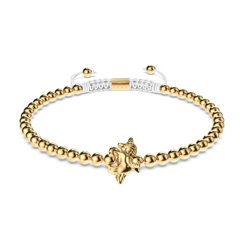 Pégase | Or 18 carats | Bracelet à breloques en macramé licorne ailée