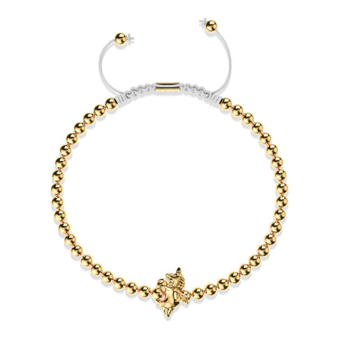 Pégase | Or 18 carats | Bracelet à breloques en macramé licorne ailée