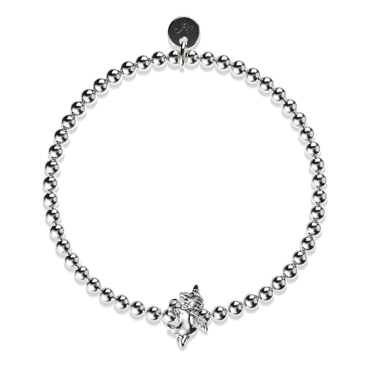 Pégase | Argent | Bracelet à breloques licorne ailée