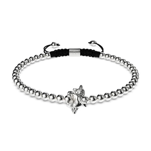Pégase | Argent | Bracelet à breloques en macramé licorne ailée