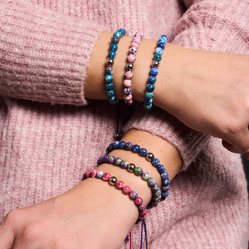 Picasso Porcelain Macrame Bracelet | Chocolate Sapphire