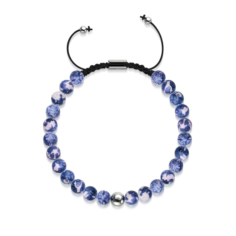 Bracelet Macramé Porcelaine Picasso | Cobalt et Crème
