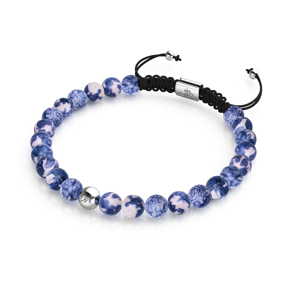 Bracelet Macramé Porcelaine Picasso | Cobalt et Crème