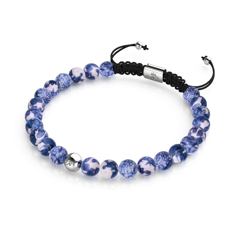 Bracelet Macramé Porcelaine Picasso | Cobalt et Crème