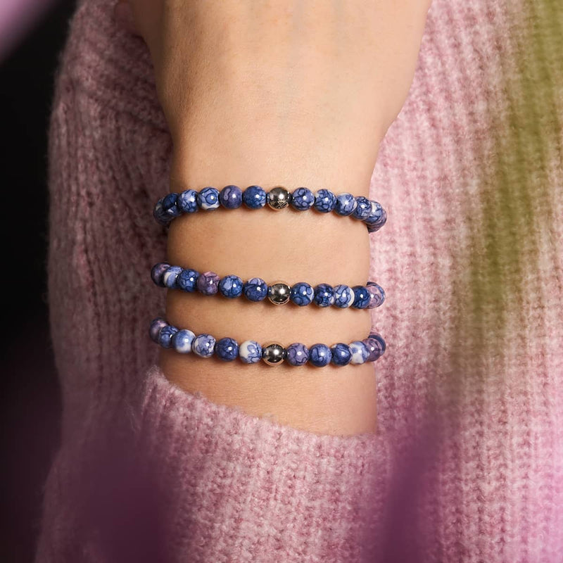 Bracelet Macramé Porcelaine Picasso | Cobalt et Crème