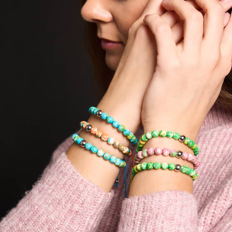 Bracelet Macramé Porcelaine Picasso | Sarcelle rouillée