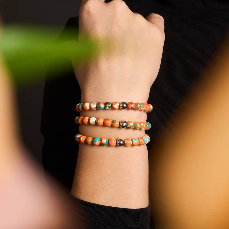 Bracelet Macramé Porcelaine Picasso | Sarcelle rouillée