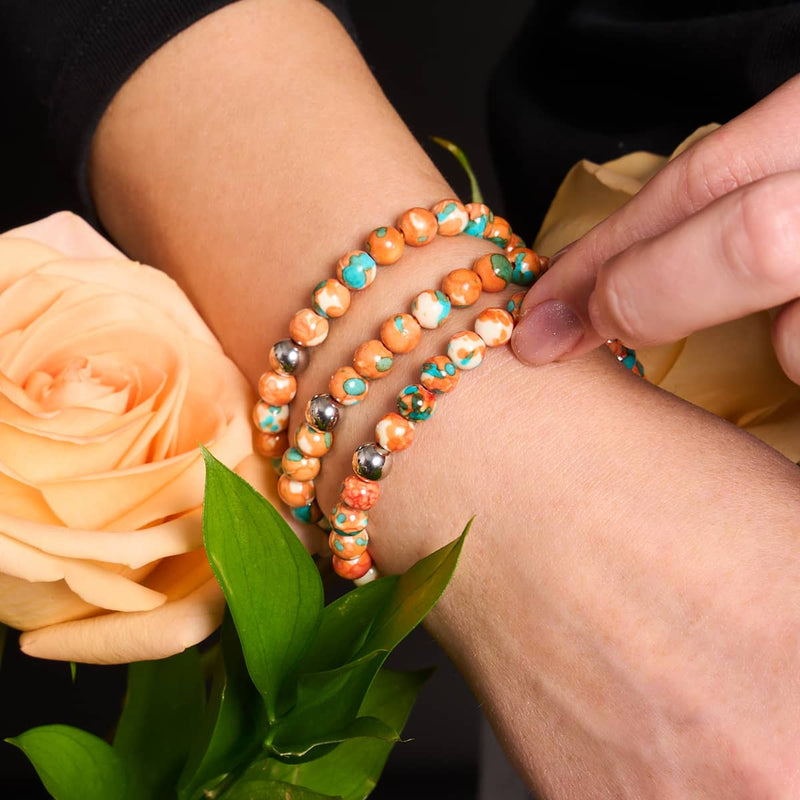 Bracelet Macramé Porcelaine Picasso | Sarcelle rouillée