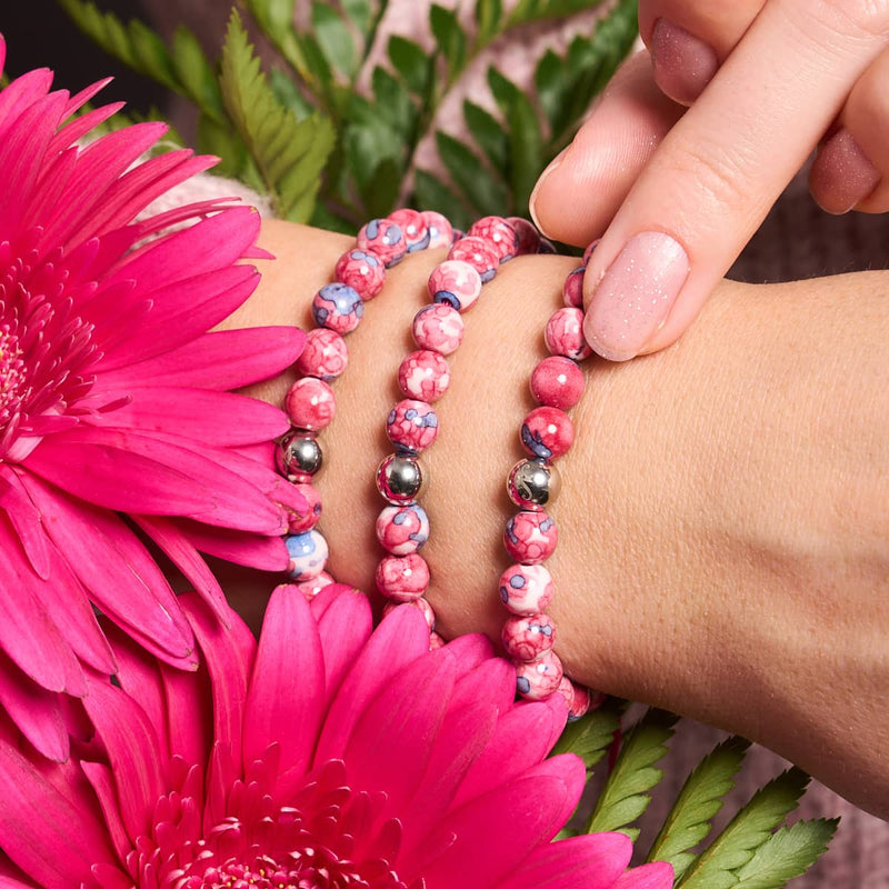 Bracelet Macramé Porcelaine Picasso | Canneberge violette