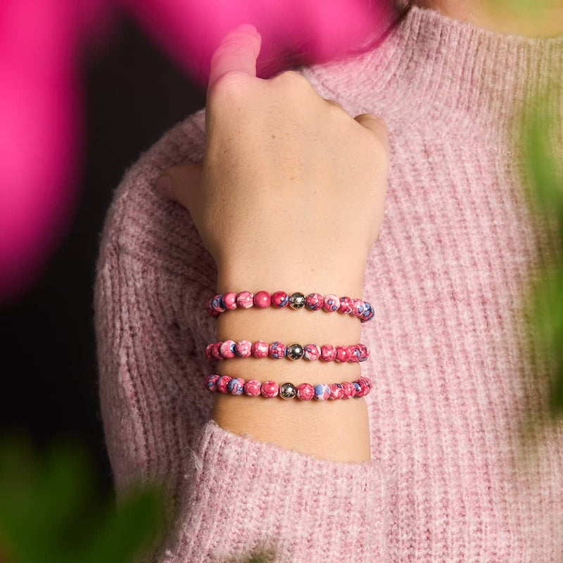 Bracelet Macramé Porcelaine Picasso | Canneberge violette