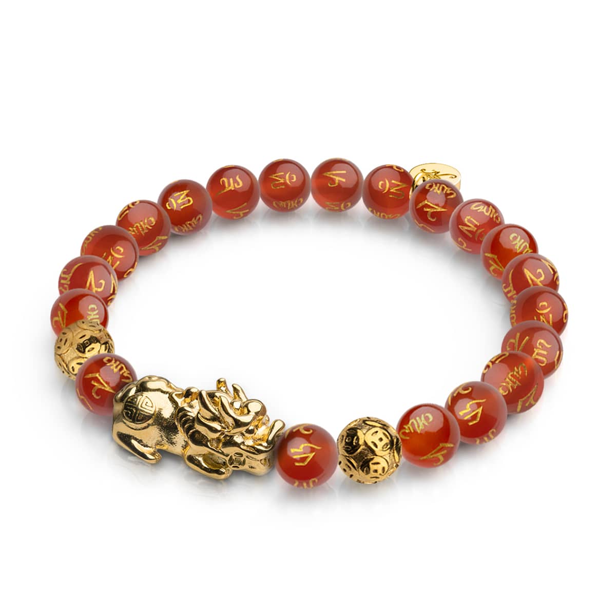 Bracelet Pixiu Feng Shui | Élément FEU | Agate rouge x or 18 carats