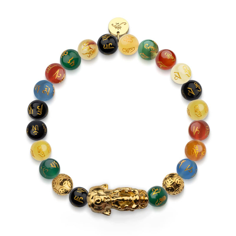 Bracelet Pixiu Feng Shui | CINQ Éléments | Chakra Agate x Or 18 carats