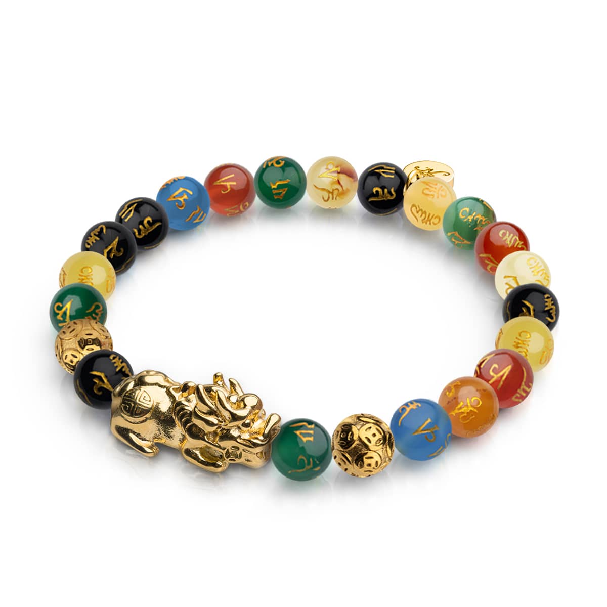 Bracelet Pixiu Feng Shui | CINQ Éléments | Chakra Agate x Or 18 carats