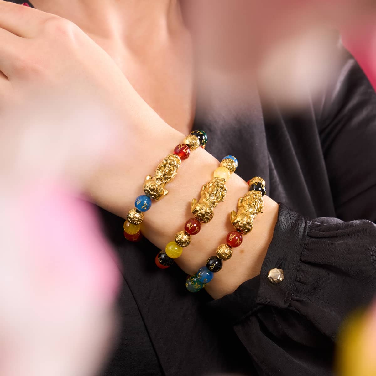 Bracelet Pixiu Feng Shui | CINQ Éléments | Chakra Agate x Or 18 carats
