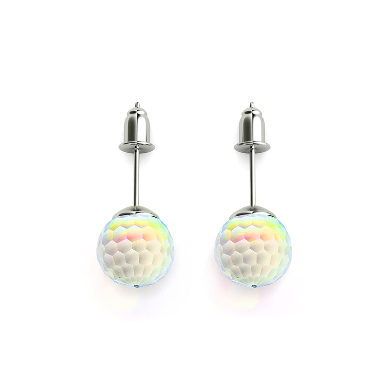 Arc-en-ciel blanc | Argent sterling .925 | Boucles d'oreilles tige Prisma